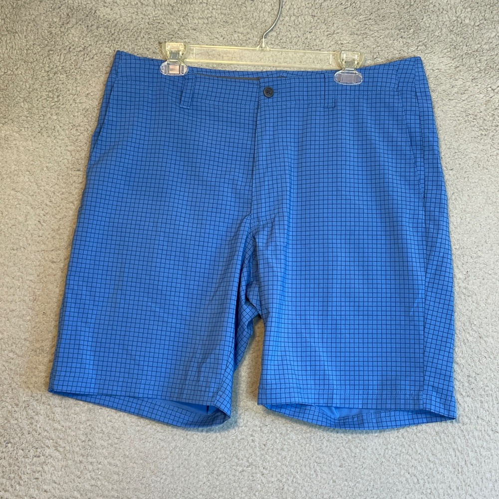 Grand Slam Mens Shorts Size 36 Blue Grid Pattern Golf Casual Activewear